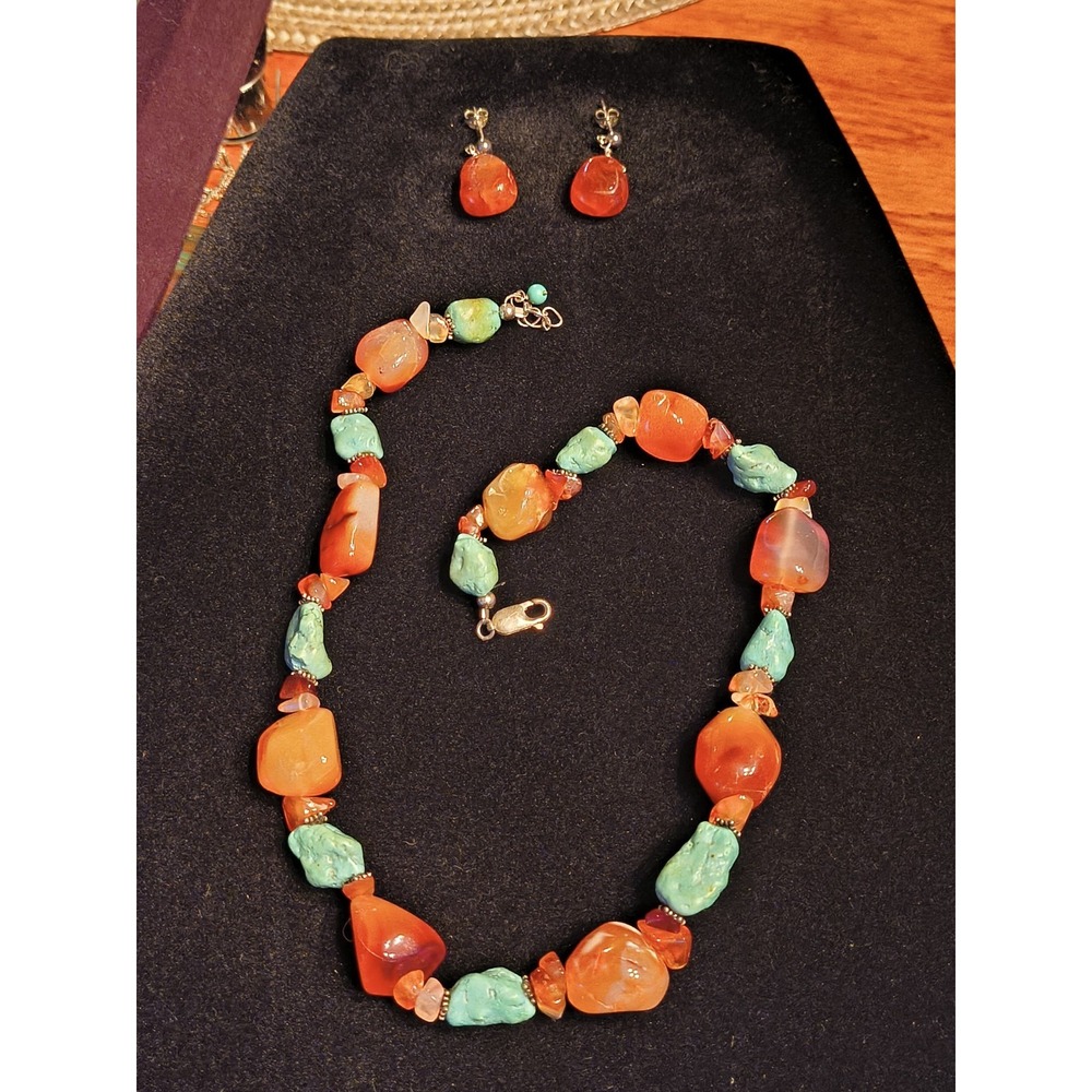 Gorgeous Sterling Silver And Stone Necklace and earrings Tested With Presidium 2